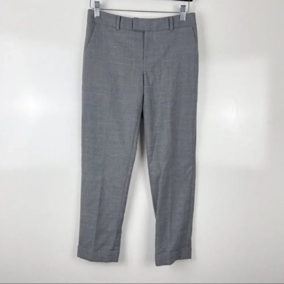 Club Monaco Grey Wool Blend Slim Straight Trouser Pants Cuffed Hem Sz 00 - Picture 1 of 9